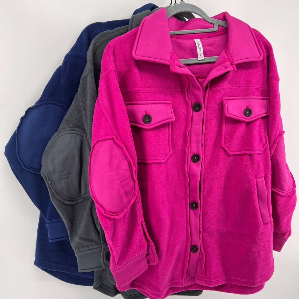 Zenana Fleece Shacket in Gray